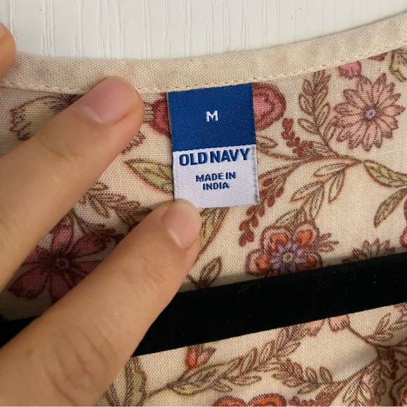 OLD NAVY Floral-Print Tie-Neck Midi Dress, Medium Bohemian Cottagecore Peasant - Picture 13 of 14